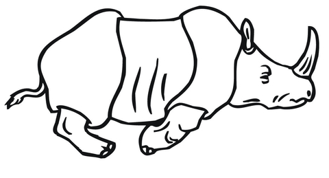 Running Indian Rhino Coloring Page